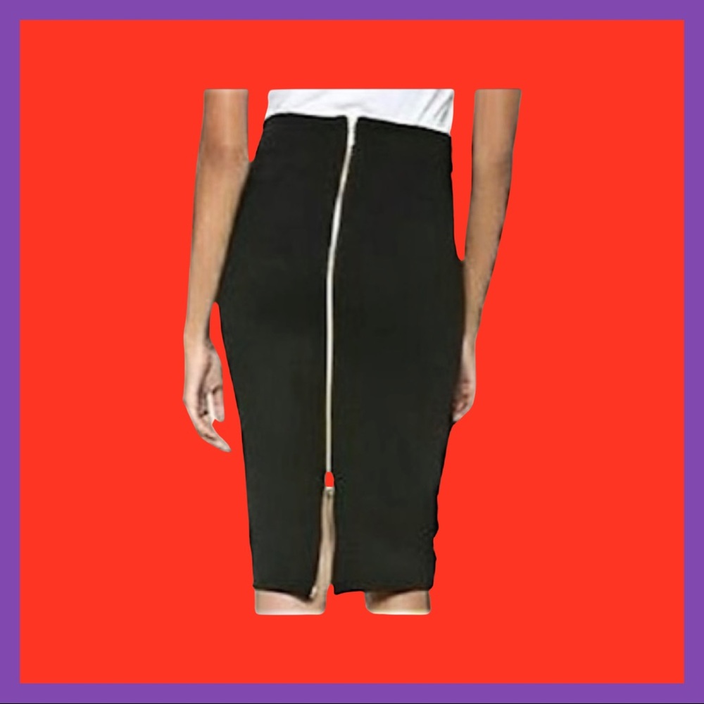 Bebe black pencil Bodycon Skirt Chunky Gold zipper